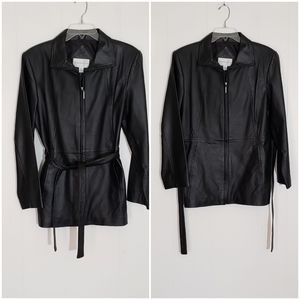 Worthington Belted Leather Jacket Size M